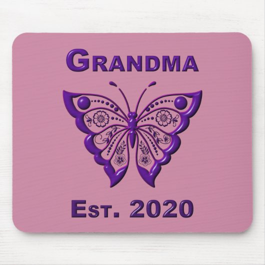 Schattige Butterfly Grandma "Est 2020" Muismat (Voorkant)