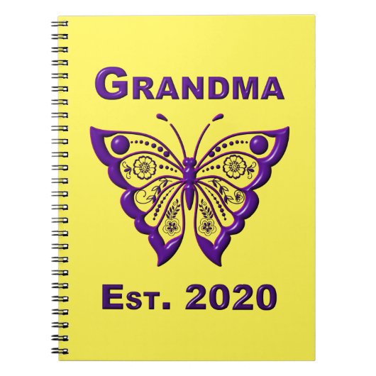 Schattige Butterfly Grandma "Est 2020" Notitieboek (Voorkant)