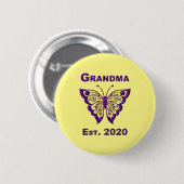 Schattige Butterfly Grandma "Est 2020" Ronde Button 5,7 Cm (Voorkant /achterkant)