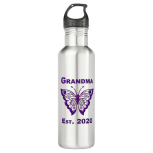 Schattige Butterfly Grandma "Est 2020" Waterfles
