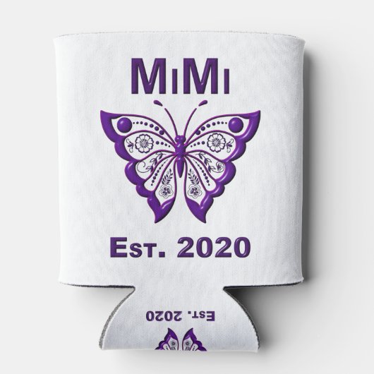 Schattige Butterfly Mimi "Est 2020" Blikjeskoeler (Achterkant)