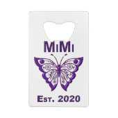 Schattige Butterfly Mimi "Est 2020" Creditkaart Flessenopener (Achterkant)