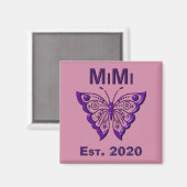 Schattige Butterfly Mimi "Est 2020" Magneet (Voorkant / Achterkant)