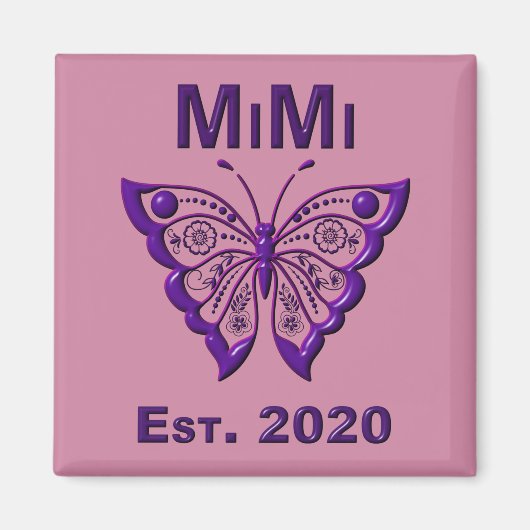Schattige Butterfly Mimi "Est 2020" Magneet (Voorkant)