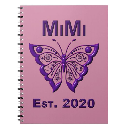 Schattige Butterfly Mimi "Est 2020" Notitieboek (Voorkant)
