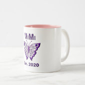 Schattige Butterfly Mimi "Est 2020" Tweekleurige Koffiemok (Voorkant rechts)