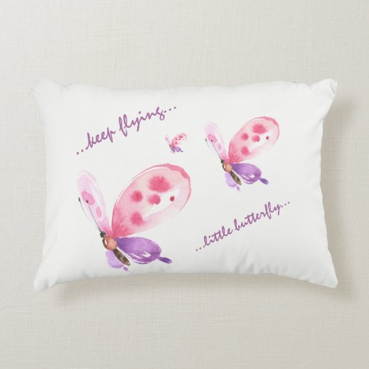 Schattige Butterfly Pillow Naam van het kind Accent Kussen (Voorkant)