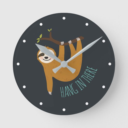 Schattige Button "Hang in daar" Ronde Klok (Voorkant)