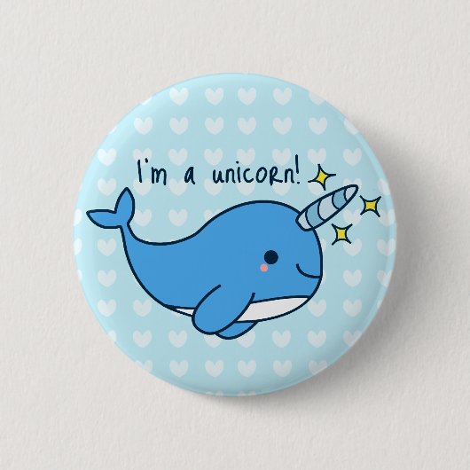 Schattige Button Kawaii Narwhal (Voorkant)