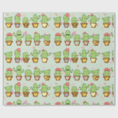 Schattige Cactus Cadeaupapier (Vlak)