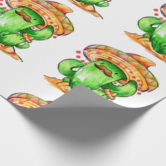 schattige Cactus Cadeaupapier (Hoek)