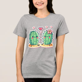Schattige Cactus Couple Design Tri-Blend Shirt