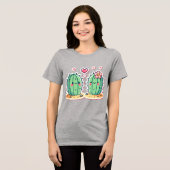 Schattige Cactus Couple Design Tri-Blend Shirt (Voorkant volledig)