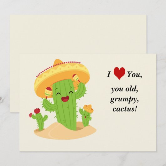 schattige Cactus Feestdagenkaart (Voorkant / Achterkant)