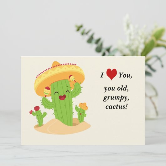 schattige Cactus Feestdagenkaart (Staand voorkant)