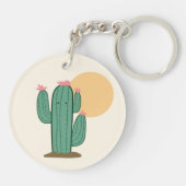 Schattige Cactus gepersonaliseerd Sleutelhanger (Achterkant)