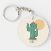 Schattige Cactus gepersonaliseerd Sleutelhanger (Voorkant)