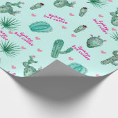 Schattige Cactus Green Wrapping Paper Cadeaupapier (Hoek)