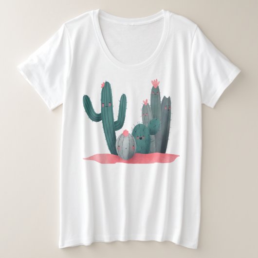 schattige cactus grote maat t-shirt (Design voorkant)