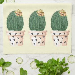 Schattige Cactus Hart Pot Whimsical Succulent Bloe Theedoek