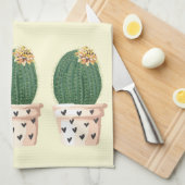 Schattige Cactus Hart Pot Whimsical Succulent Bloe Theedoek (Quarter Fold)