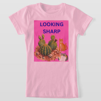Schattige Cactus Kat Botanische Illustratie Grafis T-shirt