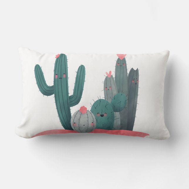 schattige Cactus Kussen (Voorkant)