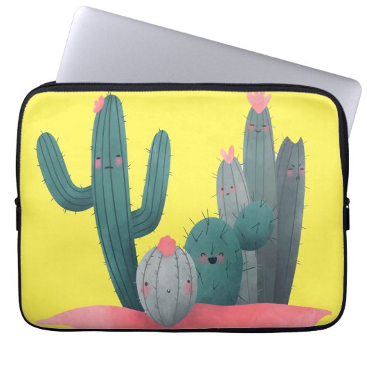 schattige Cactus Laptop Sleeve (Voorkant)
