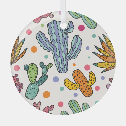 Schattige Cactus naadloos patroon Glas Ornament (Voorkant)
