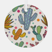 Schattige Cactus naadloos patroon Glas Ornament (Achterkant)