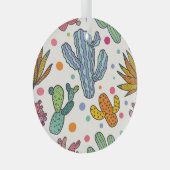 Schattige Cactus naadloos patroon Glas Ornament (Voorkant Rechts)