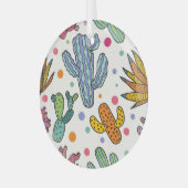 Schattige Cactus naadloos patroon Glas Ornament (Voorkant links)
