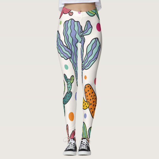 Schattige Cactus  naadloos patroon Leggings (Voorkant)