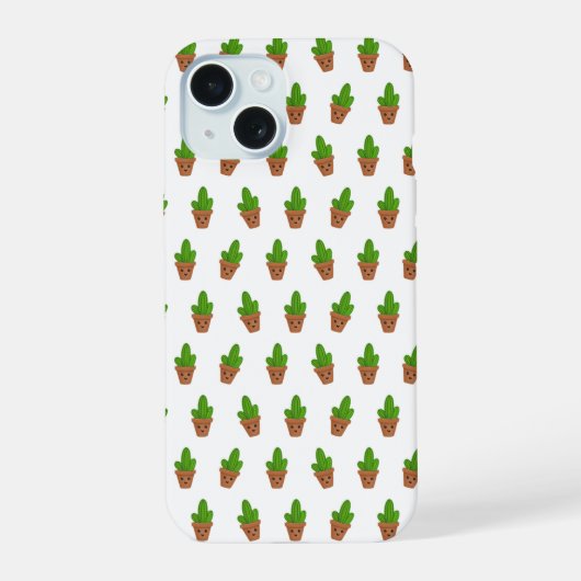 Schattige Cactus Pattern Mobiel Hoesje iPhone 15 Case (Achterkant)