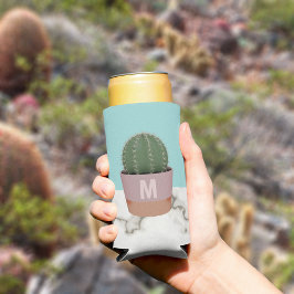 Schattige Cactus Plant Moeder Modern Monogrammed M Seltzer Blikjeskoeler
