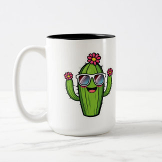 Schattige Cactus PNG - Kawaii Bloem Cactus met Zon Tweekleurige Koffiemok