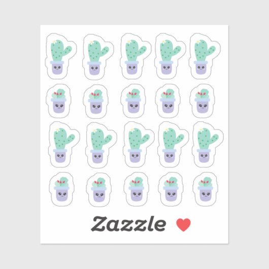 Schattige Cactus Pots Cartoon Funny Sticker (Vel)