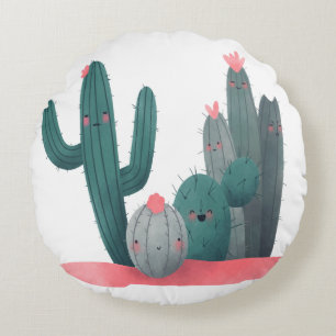 schattige Cactus Rond Kussen