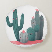 schattige Cactus Rond Kussen (Achterkant)