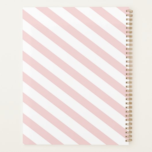 Schattige Cactus Roze Wit Gestreept Patroon Planner (Achterkant)