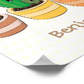 Schattige cactus trio zingende cartoon illustratie poster (Hoek)