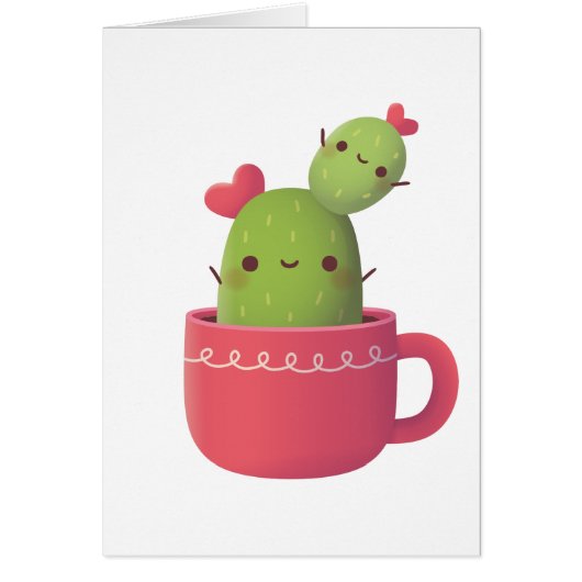 Schattige Cactus, Valentijnsdag Groet (Voorkant)