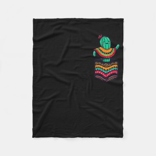 Schattige Cactus Zak Serape Cinco De Mayo Mexicaan Fleece Deken (Voorkant)