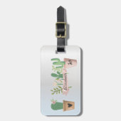 Schattige Cactus, zilver Bagagelabel (Voorkant verticaal)