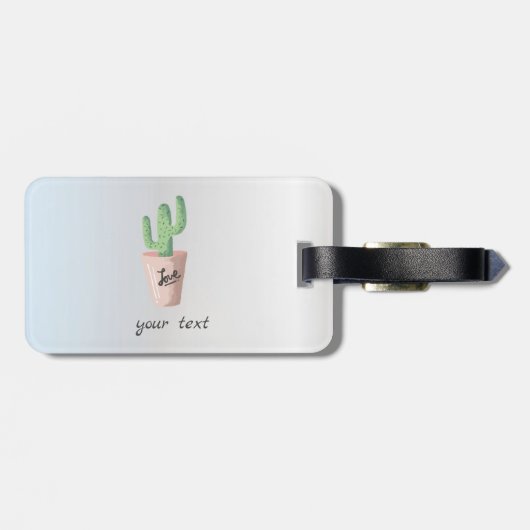 Schattige Cactus, zilver Bagagelabel (Achterkant horizontaal)