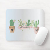 Schattige Cactus, zilver Muismat (Met muis)