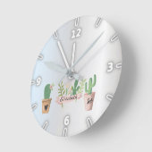 Schattige Cactus, zilver Ronde Klok (Hoek)