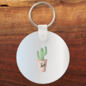Schattige Cactus, zilver Sleutelhanger (Achterkant)