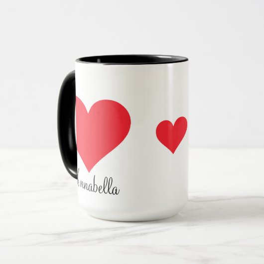 Schattige Cadeau Script Love You Big Red Heart Cof Mok (Voorkant links)