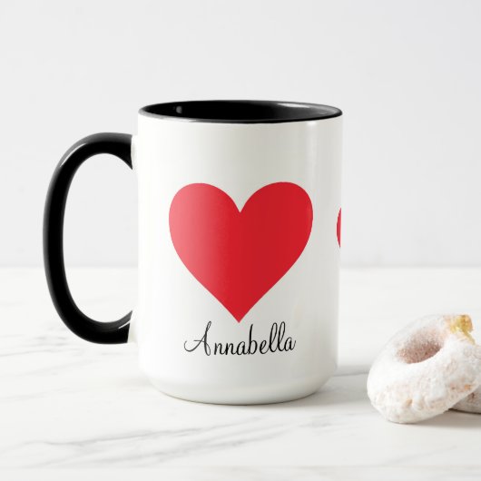 Schattige Cadeau Script Love You Big Red Heart Cof Mok (Met donut)